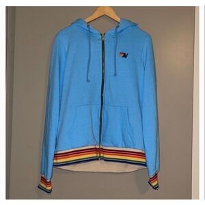 🌈 Aviator Nation Retro Rainbow Full Zip Hoodie – Size L – NWOT